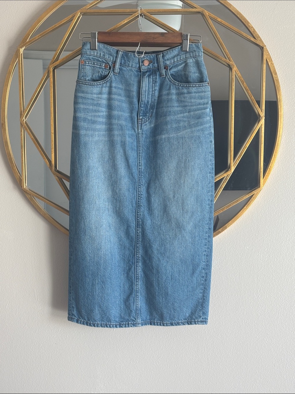 Madewell Blue Denim Midi Skirt - Picture 4 of 8